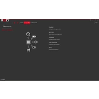 'Ressourcen' Bildschirm zeigt Optionen: Motor, Batterie, Lautsprecher, USB-Adapter, Schlüssel mit entsprechenden Symbolen. Option zum Konfigurieren und Verwalten.